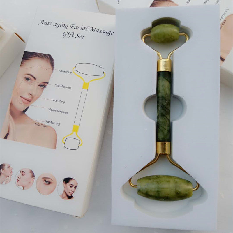Natural Powder Crystal Jade Roller Face-lifting Double-head