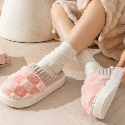Plaid Plush Indoor Slippers