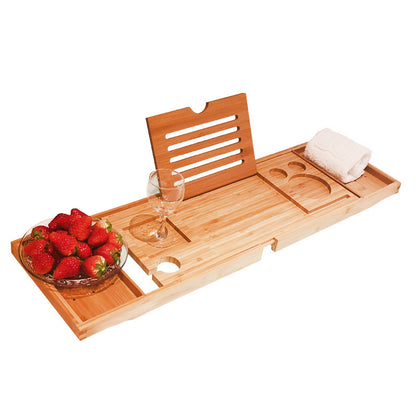 Bamboo Retractable Bathtub Pallet Rack Bath Tray
