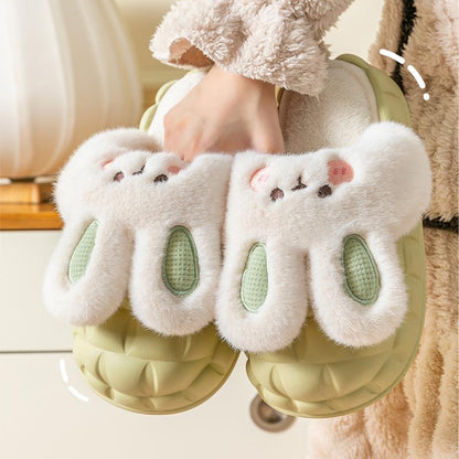 Cute Fuzzy Rabbit Indoor Slippers