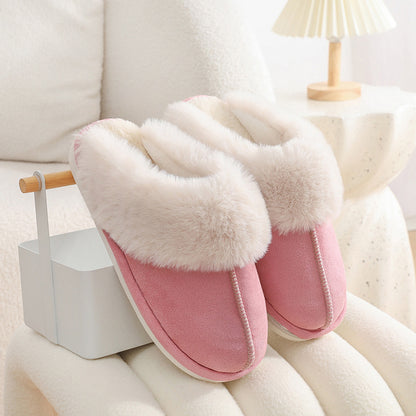 Classy Soft Lined Cotton Plush Fuzzy Indoor Slippers