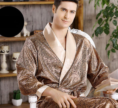 Men's Pattern Silk Nightgown Robe
