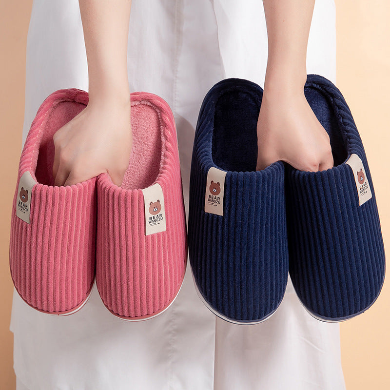 Bear Wangzu Striped Indoor Slippers