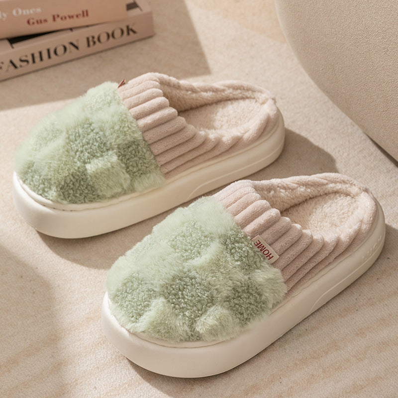 Plaid Plush Indoor Slippers