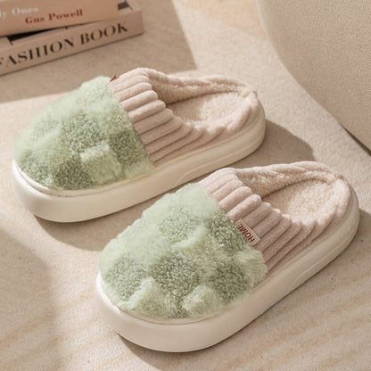 Plaid Plush Indoor Slippers