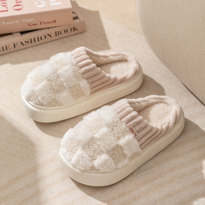 Plaid Plush Indoor Slippers