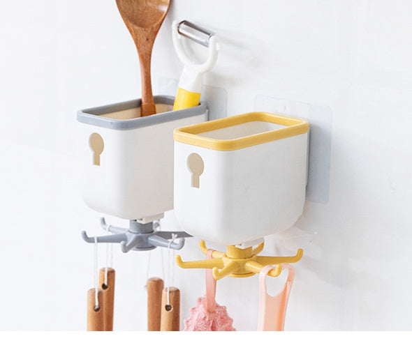 Nail-free Wall Cabinet Storage And Rotating 6 Hooks