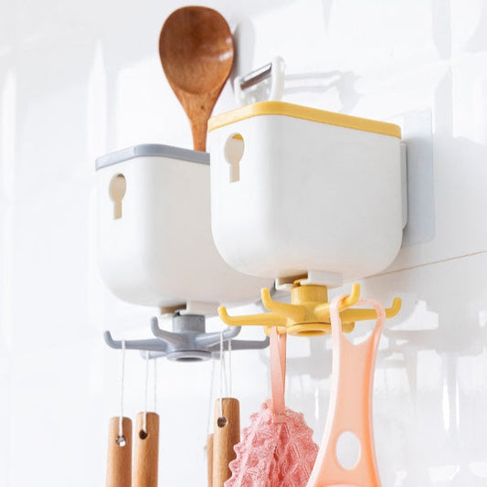 Nail-free Wall Cabinet Storage And Rotating 6 Hooks
