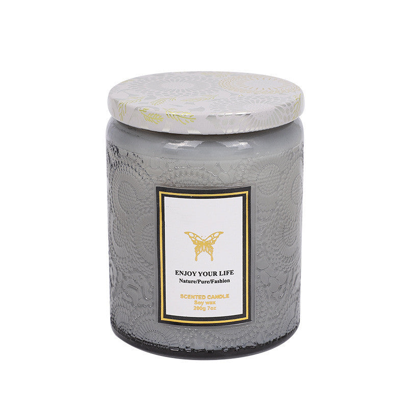 Luxury Handmade Scented Candles In Embossed Glass