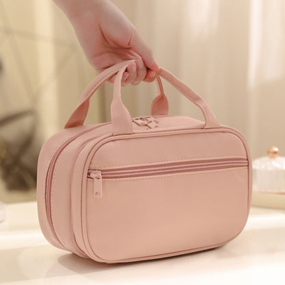 Modern Pu Leather Waterproof Cosmetic Bag With Handle