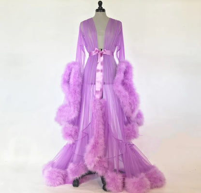 Women's Lingerie Gown Fur Robe