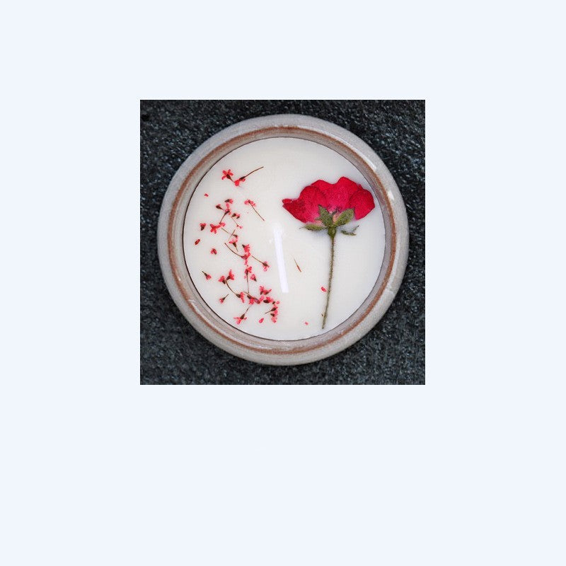 Handmade Ceramic Cup With Dried Flowers Scented Candles