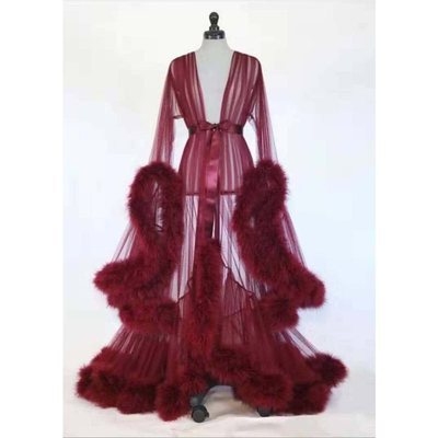 Women's Lingerie Gown Fur Robe