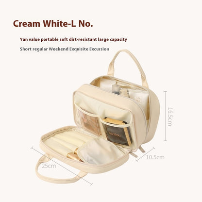 Modern Pu Leather Waterproof Cosmetic Bag With Handle