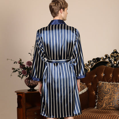 Men's Silk Long Sleeve Nightgown Robe