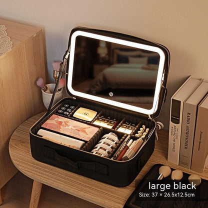Classy Mirror And LED Light Cosmetic Bag