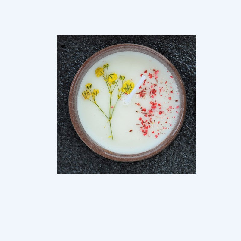 Handmade Ceramic Cup With Dried Flowers Scented Candles