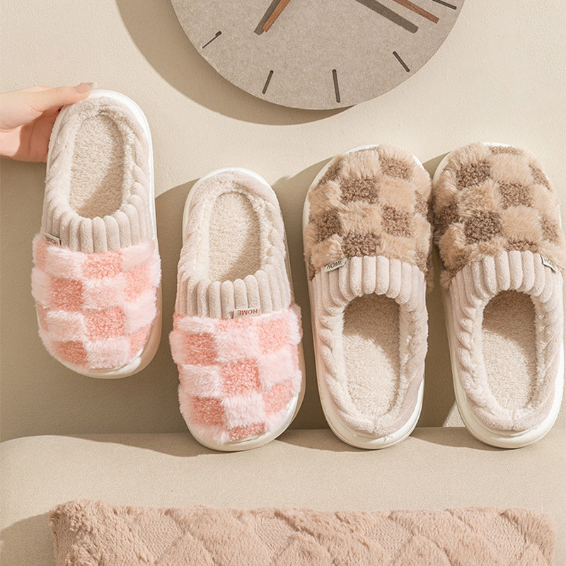 Plaid Plush Indoor Slippers