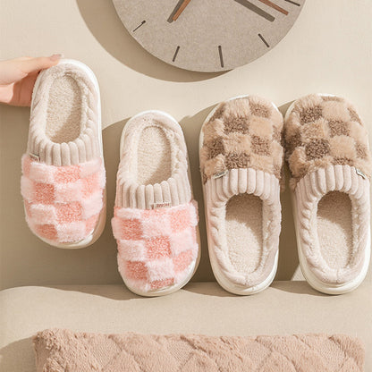 Plaid Plush Indoor Slippers