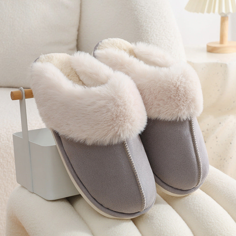 Classy Soft Lined Cotton Plush Fuzzy Indoor Slippers