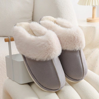 Classy Soft Lined Cotton Plush Fuzzy Indoor Slippers