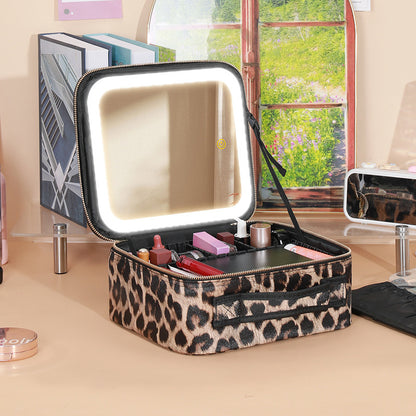 Classy Mirror And LED Light Cosmetic Bag
