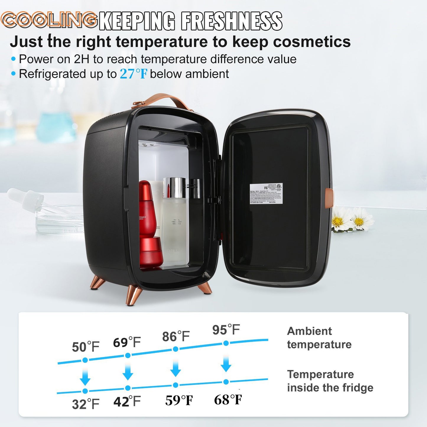 Vevor 6L Skincare Mini Fridge With LED Light