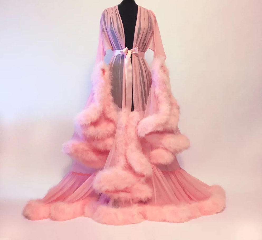 Women's Lingerie Gown Fur Robe