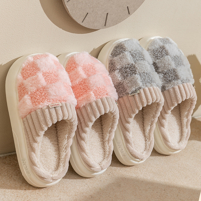 Plaid Plush Indoor Slippers