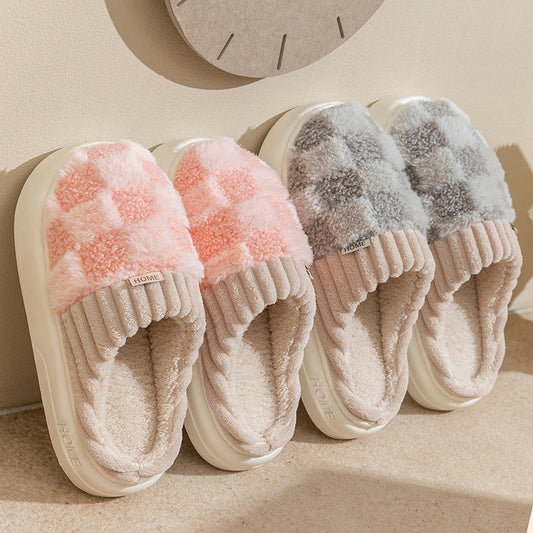 Plaid Plush Indoor Slippers