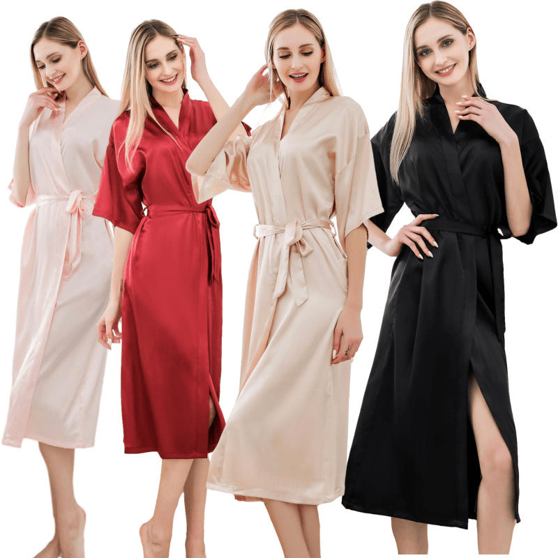 Chic Long Satin Robe For Women