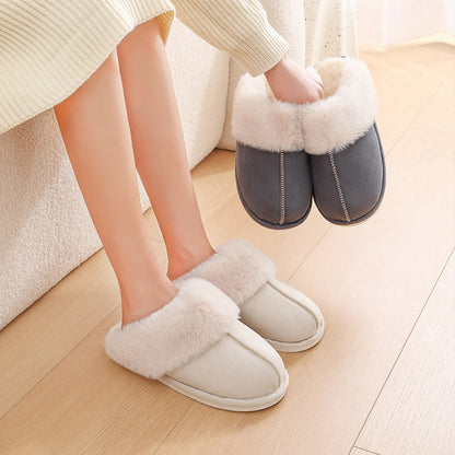 Classy Soft Lined Cotton Plush Fuzzy Indoor Slippers