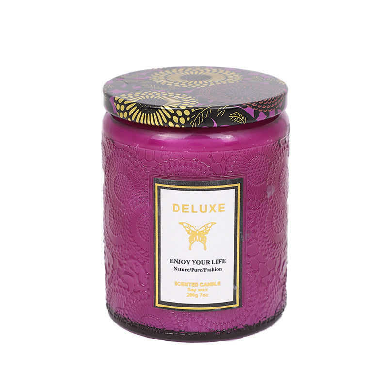Luxury Handmade Scented Candles In Embossed Glass