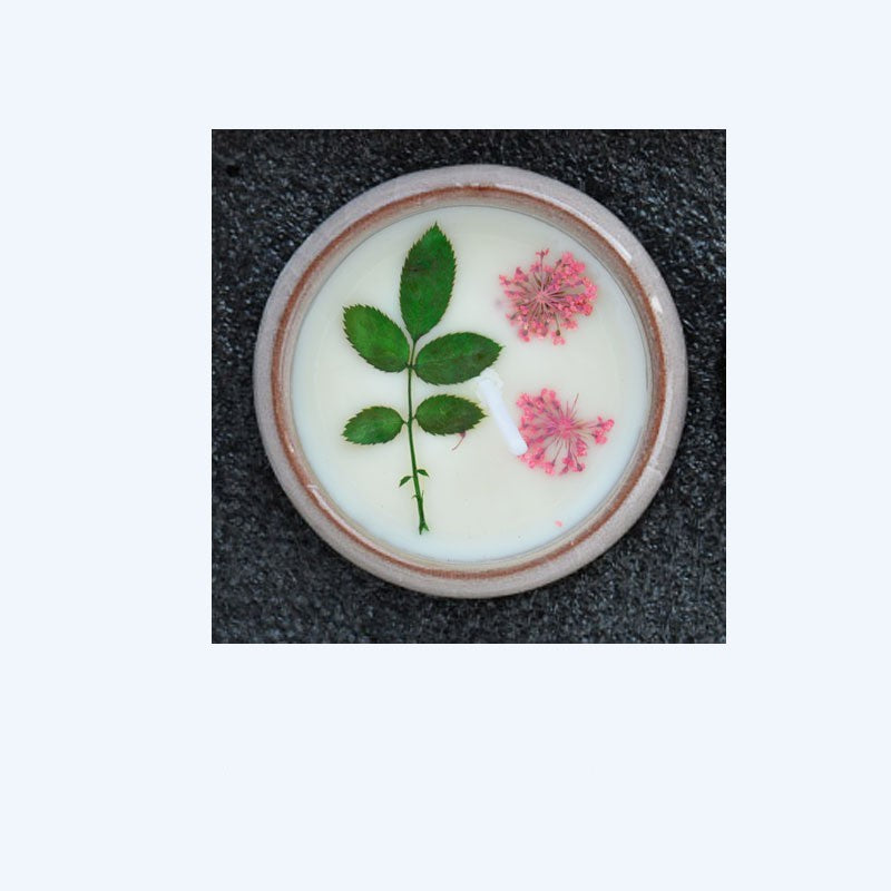 Handmade Ceramic Cup With Dried Flowers Scented Candles