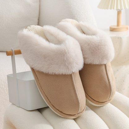 Classy Soft Lined Cotton Plush Fuzzy Indoor Slippers