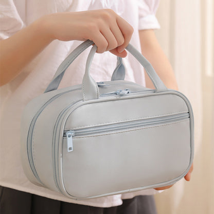Modern Pu Leather Waterproof Cosmetic Bag With Handle