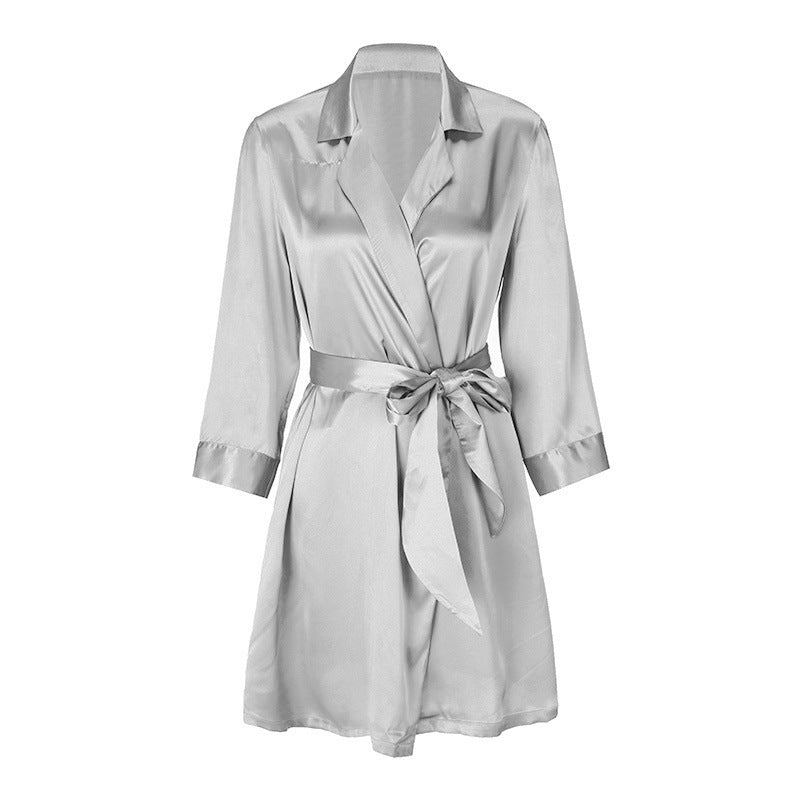 French Satin Silk Robe