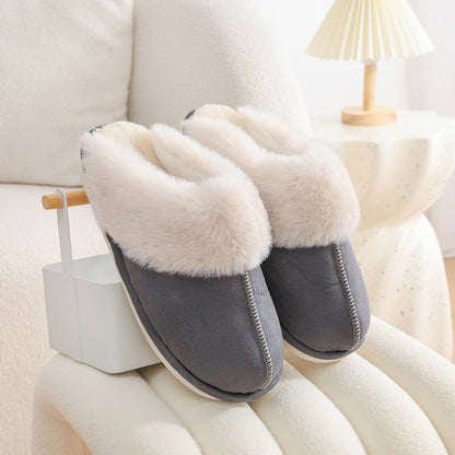 Classy Soft Lined Cotton Plush Fuzzy Indoor Slippers
