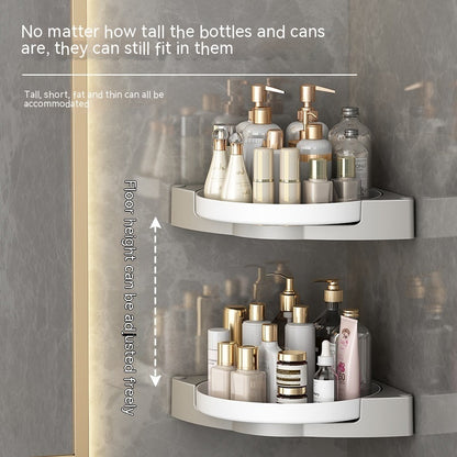 Rotating Bathroom Wall-mounted Corner Punch-free Storage Rack