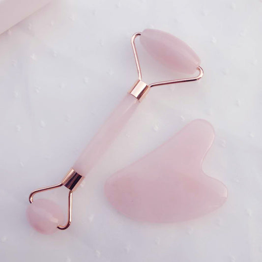Natural Powder Crystal Jade Roller Face-lifting Double-head