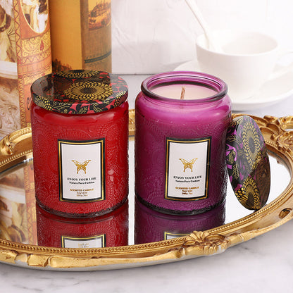 Luxury Handmade Scented Candles In Embossed Glass