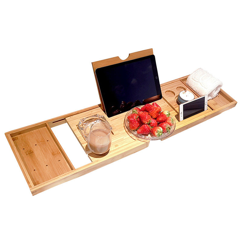 Bamboo Retractable Bathtub Pallet Rack Bath Tray