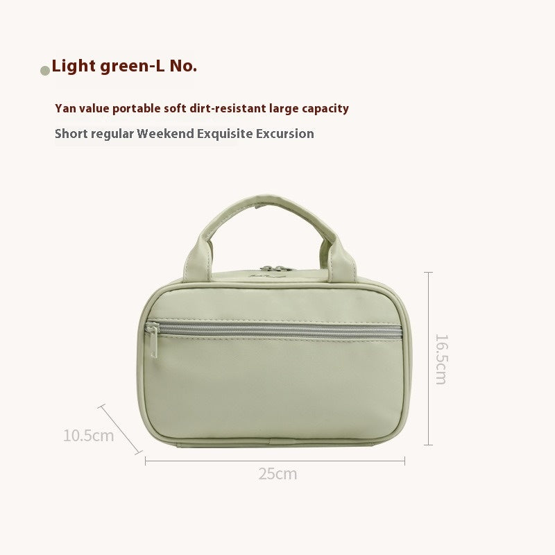 Modern Pu Leather Waterproof Cosmetic Bag With Handle