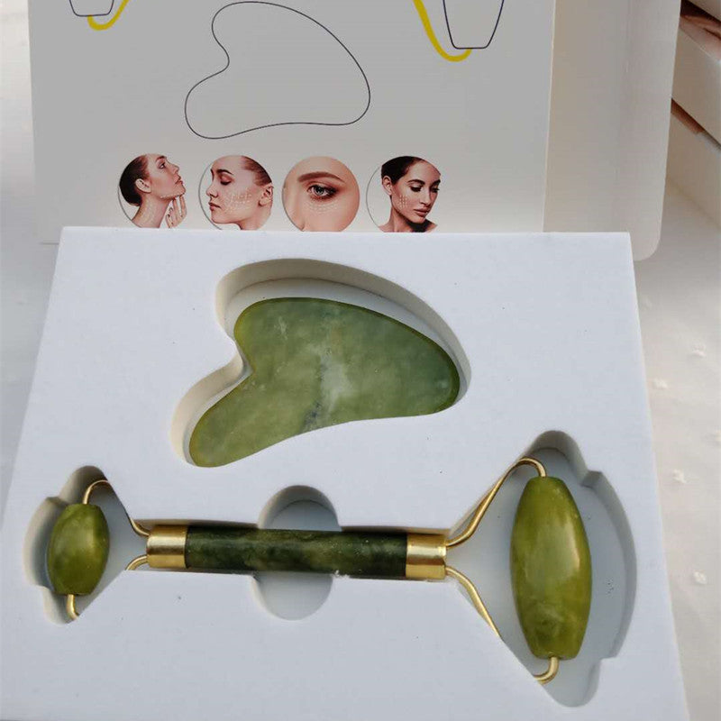 Natural Powder Crystal Jade Roller Face-lifting Double-head