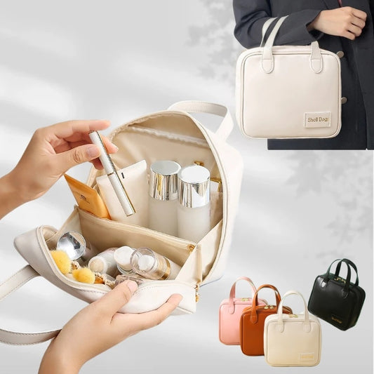 Shell Bag Large Leather Pouch Cosmetic Bag